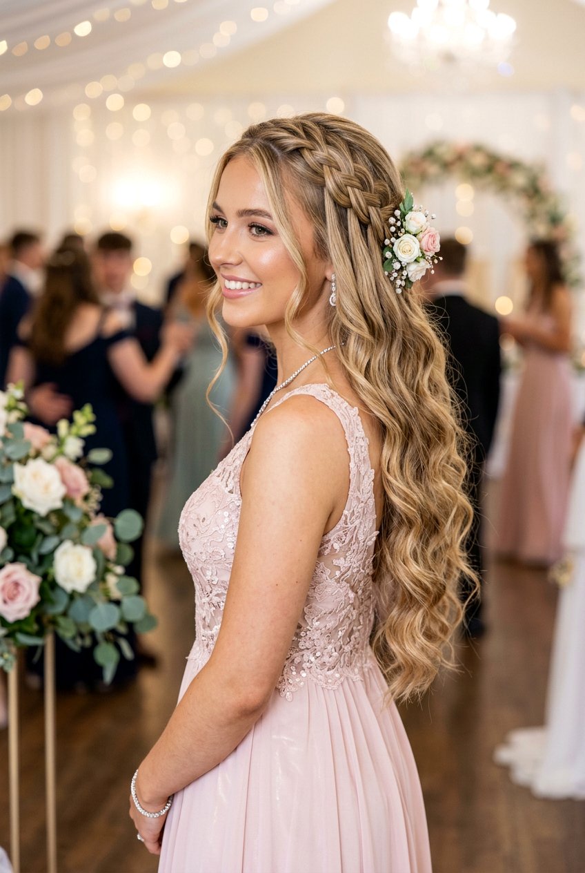 Waterfall Braid Prom Hairstyle - 20 prom hairstyles for medium hair - 20 prom hairstyles for medium hair