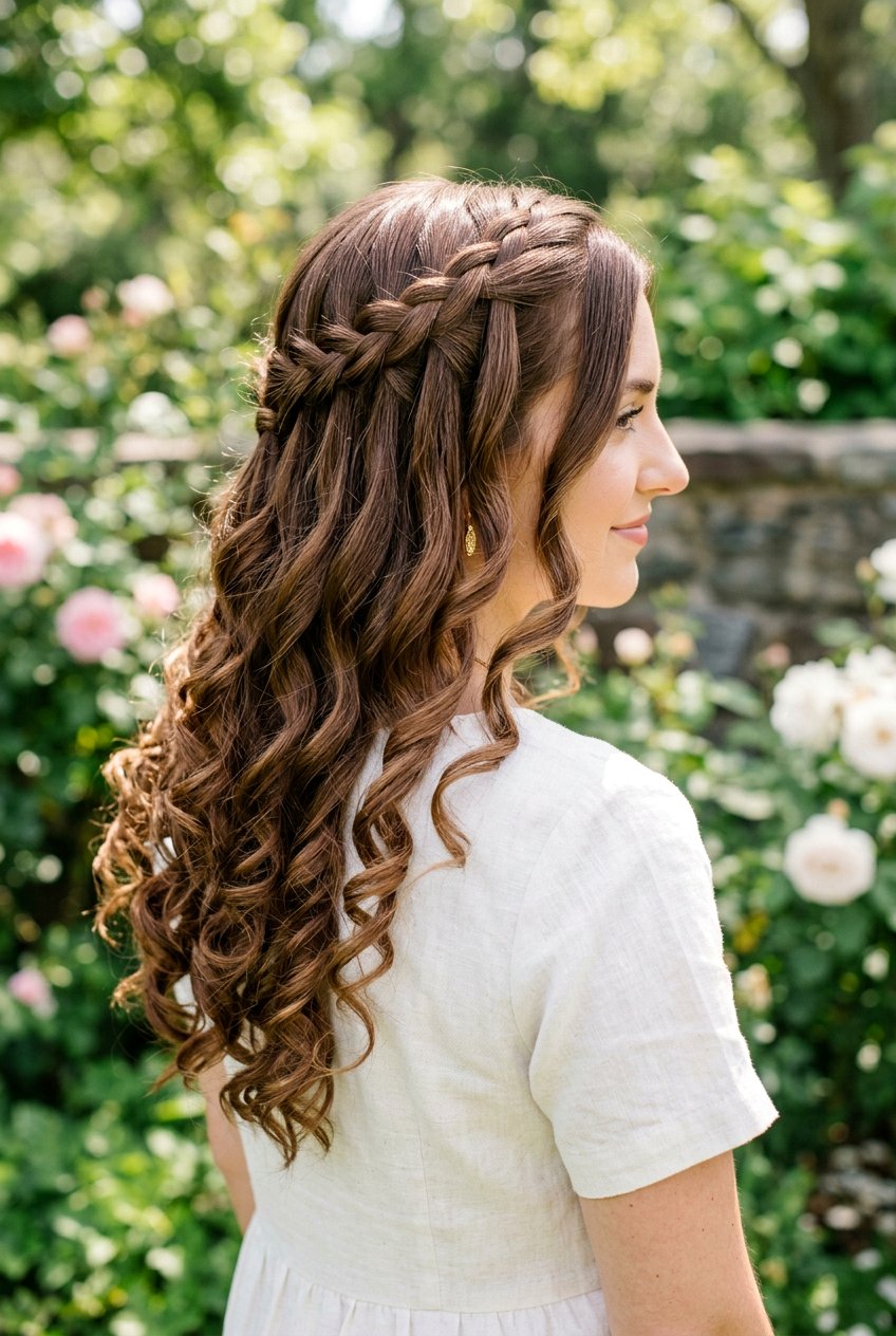 Waterfall Braid With Curls - 20 homecoming hairstyles - 20 homecoming hairstyles