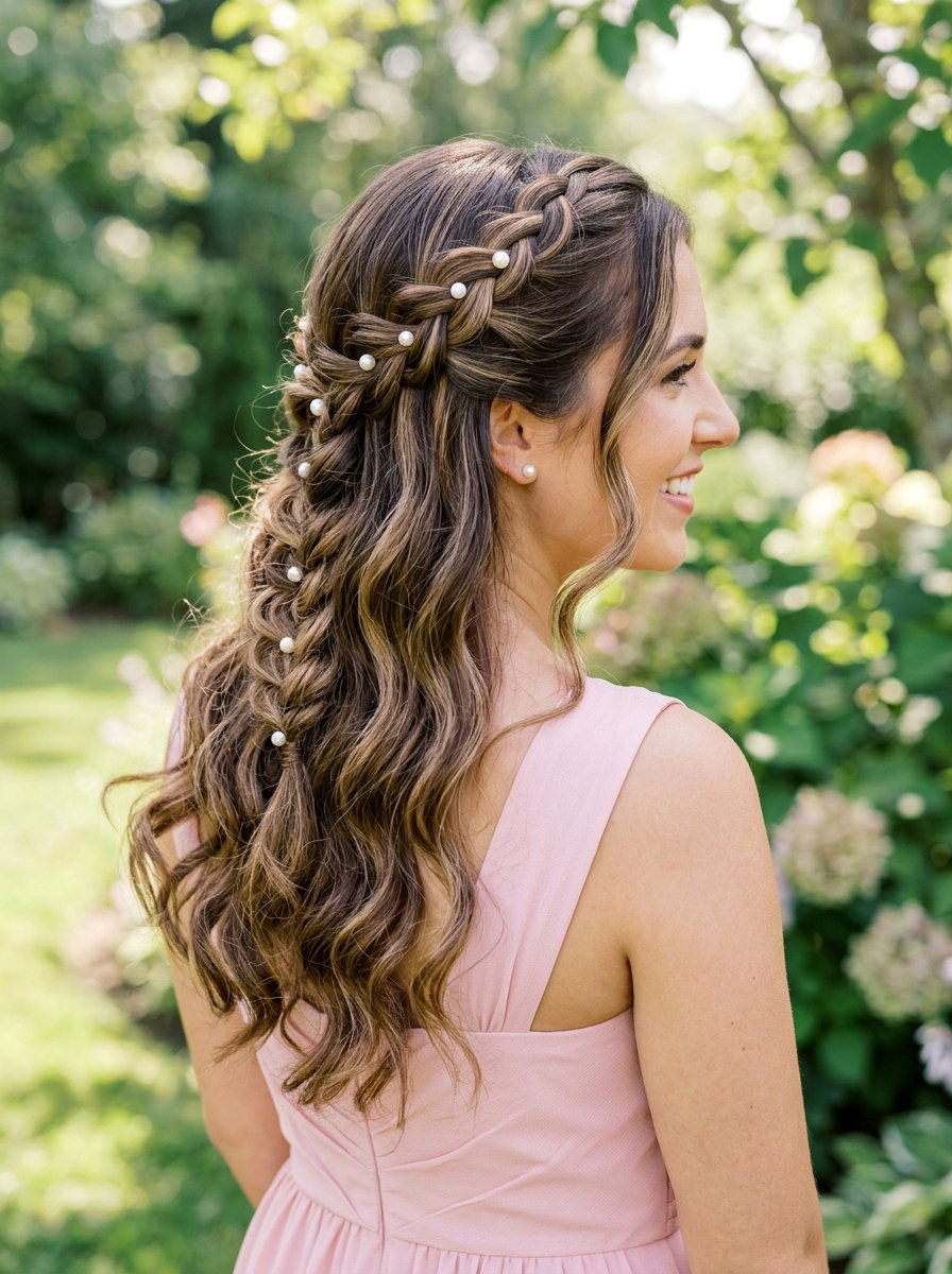 Waterfall Braid With Curls - 20 prom hairstyles for braids - 20 prom hairstyles for braids