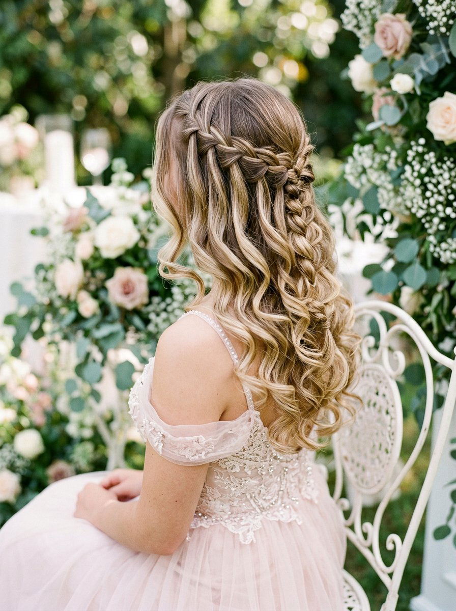 Waterfall Braid With Curls Prom Hairstyle - 20 viral prom hairstyle ideas - 20 viral prom hairstyle ideas