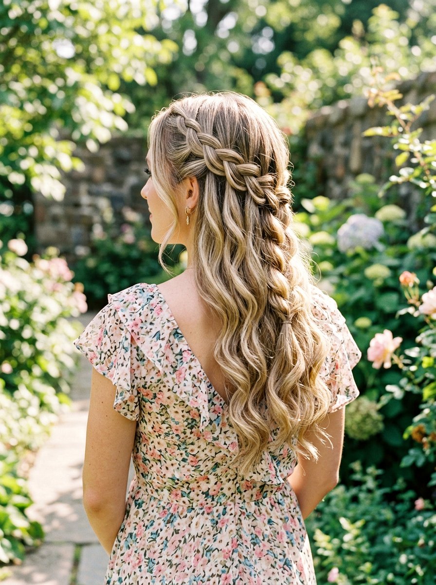 Waterfall Braid With Loose Curls - 20 vacation hairstyle for cruise nights - 20 vacation hairstyle for cruise nights