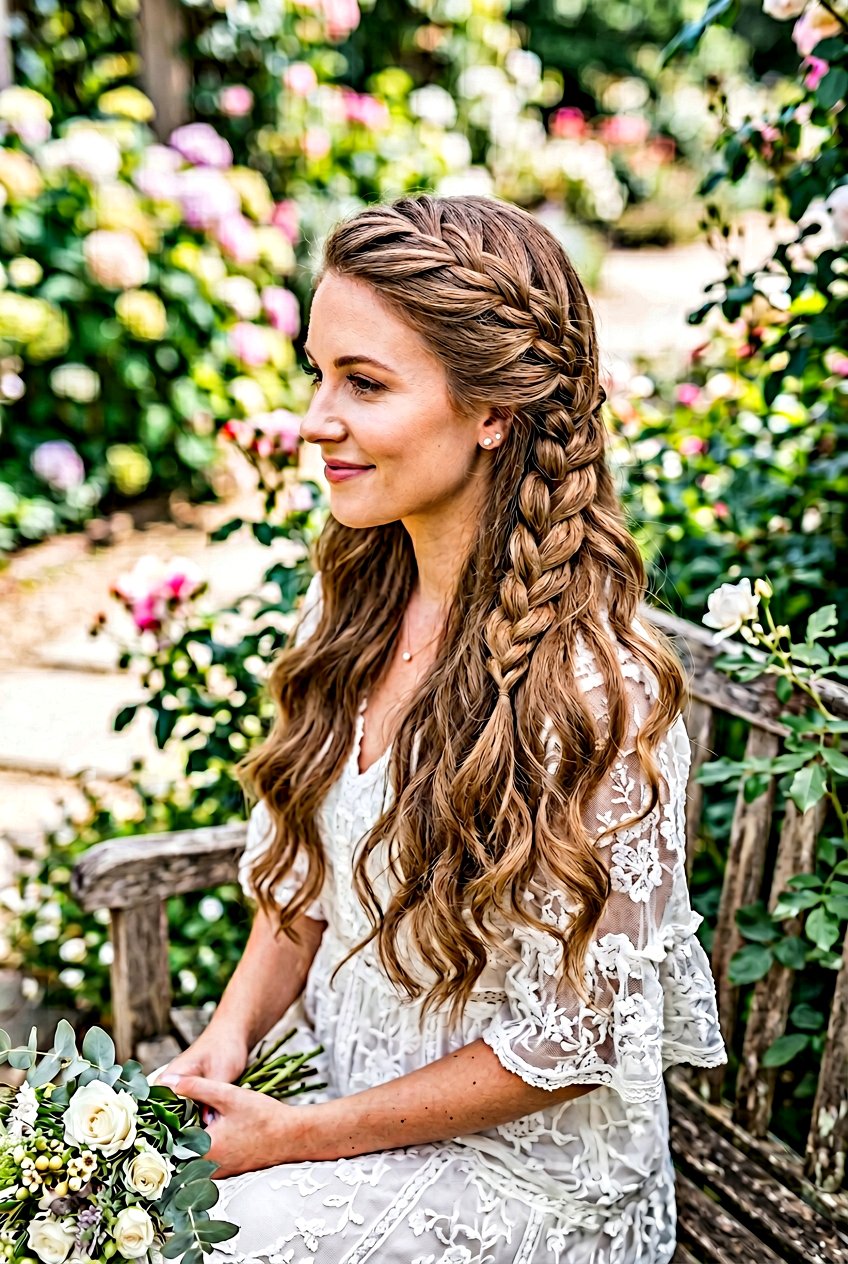 Waterfall Braid With Loose Waves - 20 engagement party hairstyles - 20 engagement party hairstyles