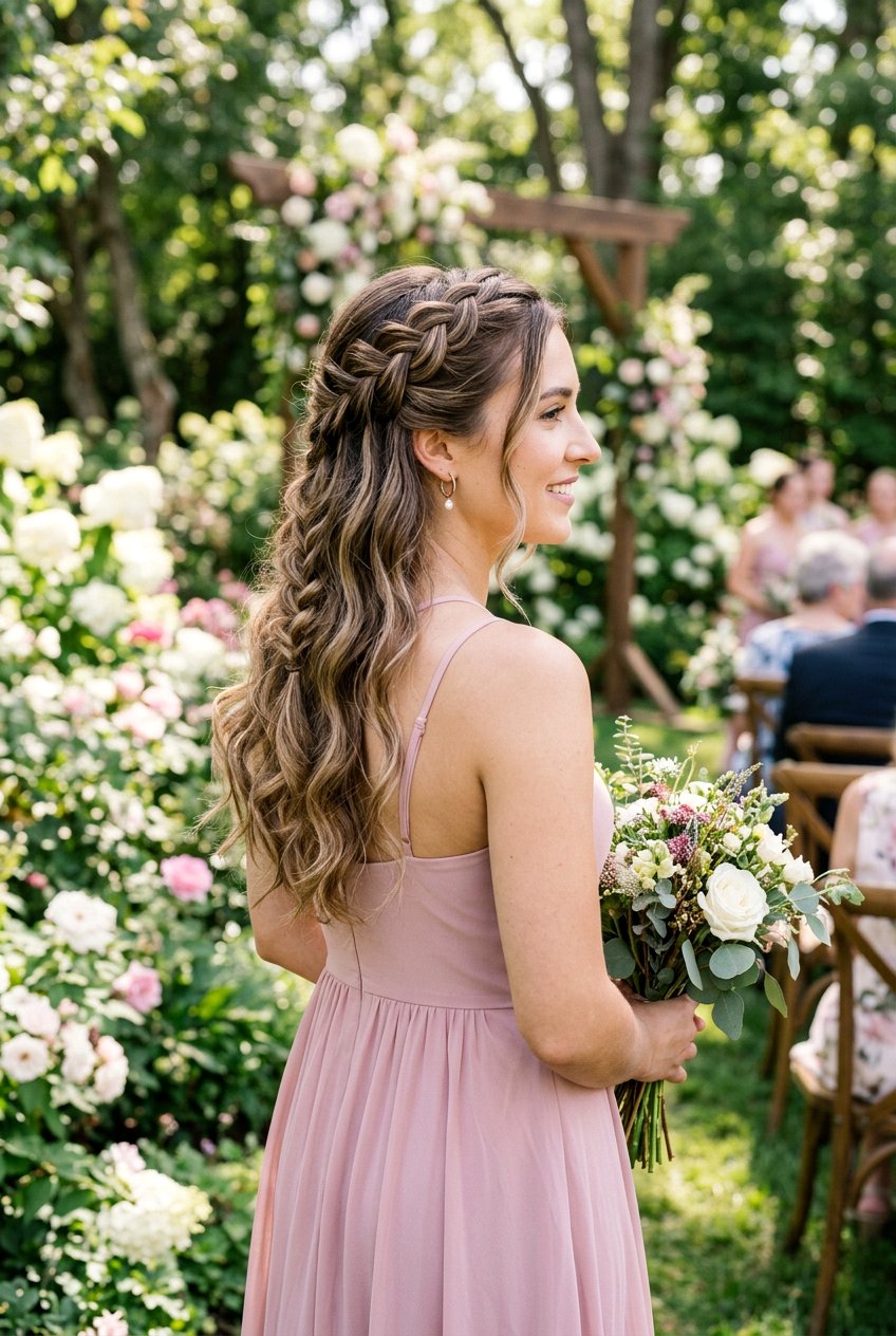 Waterfall Braid With Loose Waves - 20 bridesmaid hairstyles with braids - 20 bridesmaid hairstyles with braids