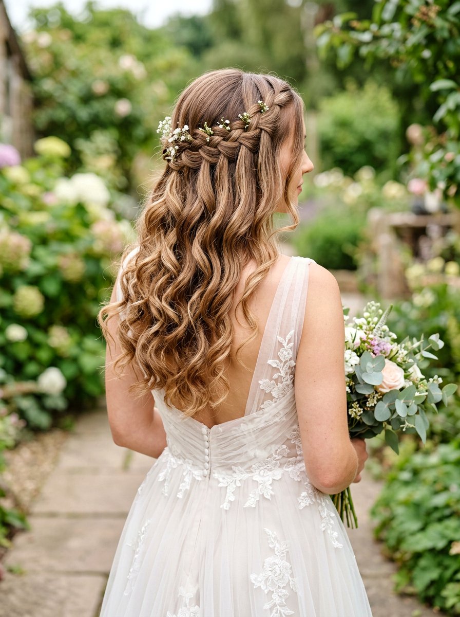 Waterfall Braid With Soft Curls - 20 wedding hairstyles for garden ceremony - 20 wedding hairstyles for garden ceremony