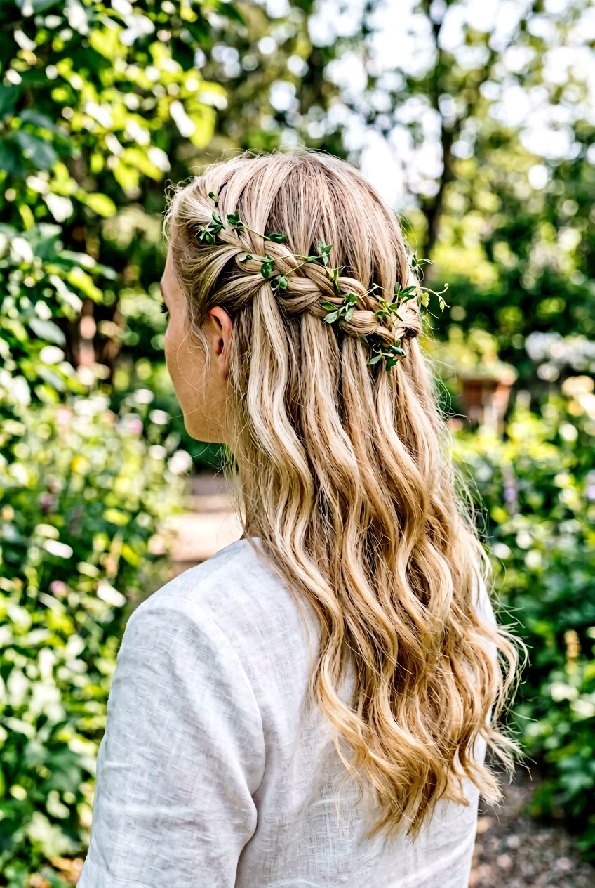 Waterfall Braid With Vine Detail - 20 fairycore braid hairstyle with flowers - 20 fairycore braid hairstyle with flowers