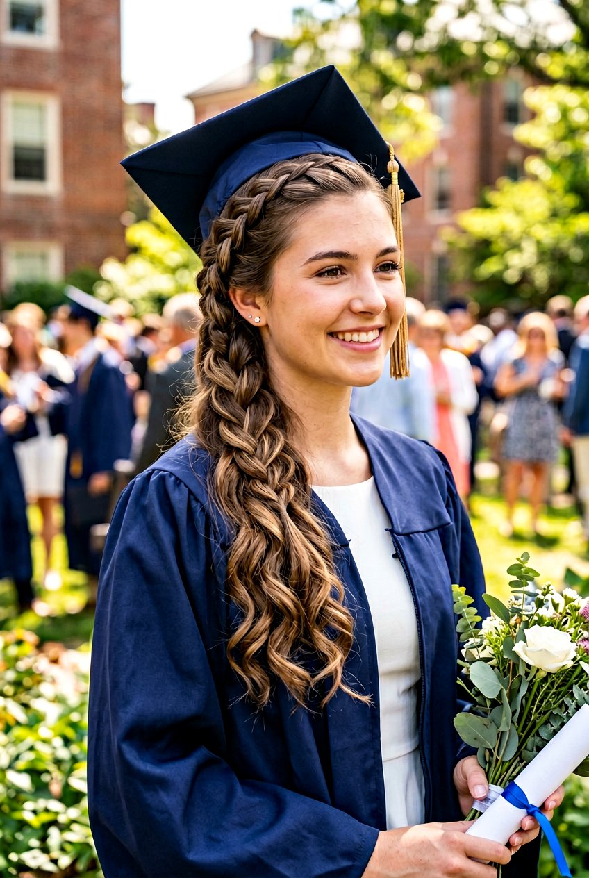 Waterfall Braid With Waves - 20 graduation hairstyle for teenage girls - 20 graduation hairstyle for teenage girls