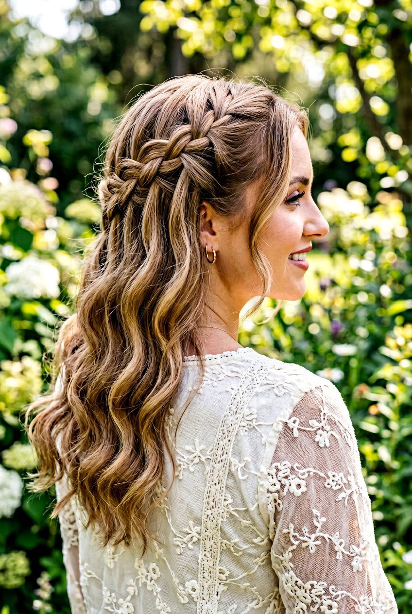 Waterfall Braid With Waves - 20 boho messy braid hairstyle - 20 boho messy braid hairstyle