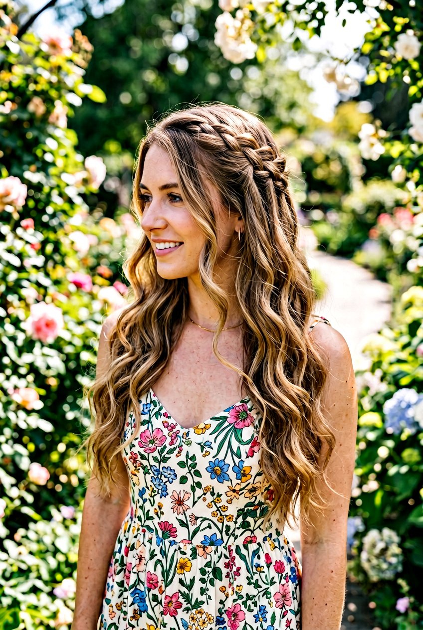 Waterfall Braid for Family Portraits - 20 family portrait hairstyles for women - 20 family portrait hairstyles for women