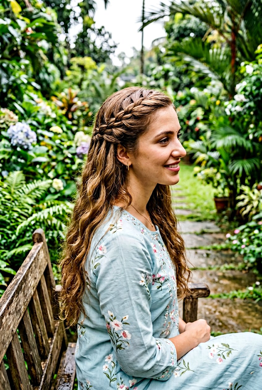 Waterfall Braid for Long Hair in Rainy Season - 20 monsoon hairstyle for long hair - 20 monsoon hairstyle for long hair