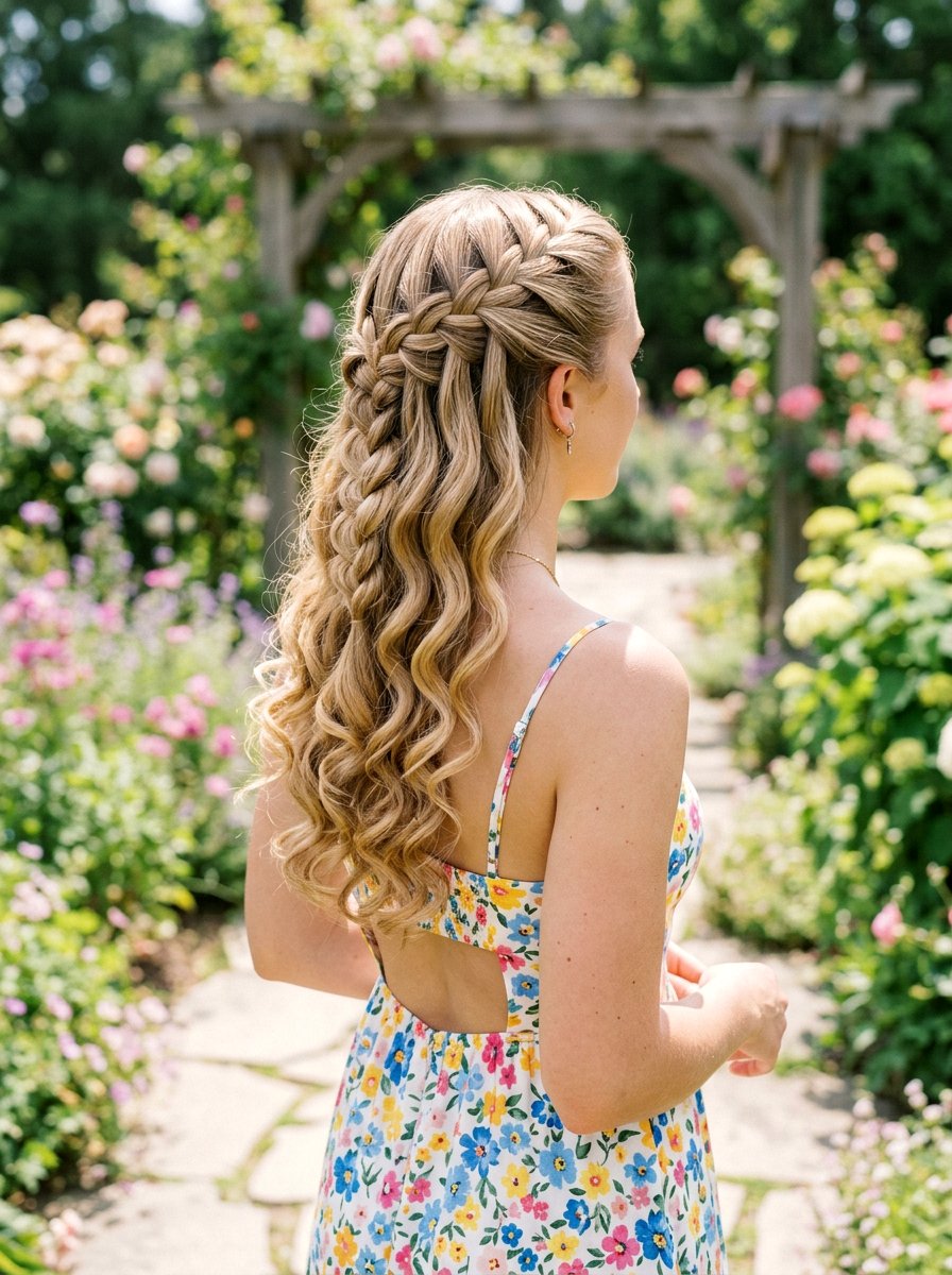 Waterfall Braided Half Updo - 20 vacation hairstyle with braided half updo - 20 vacation hairstyle with braided half updo