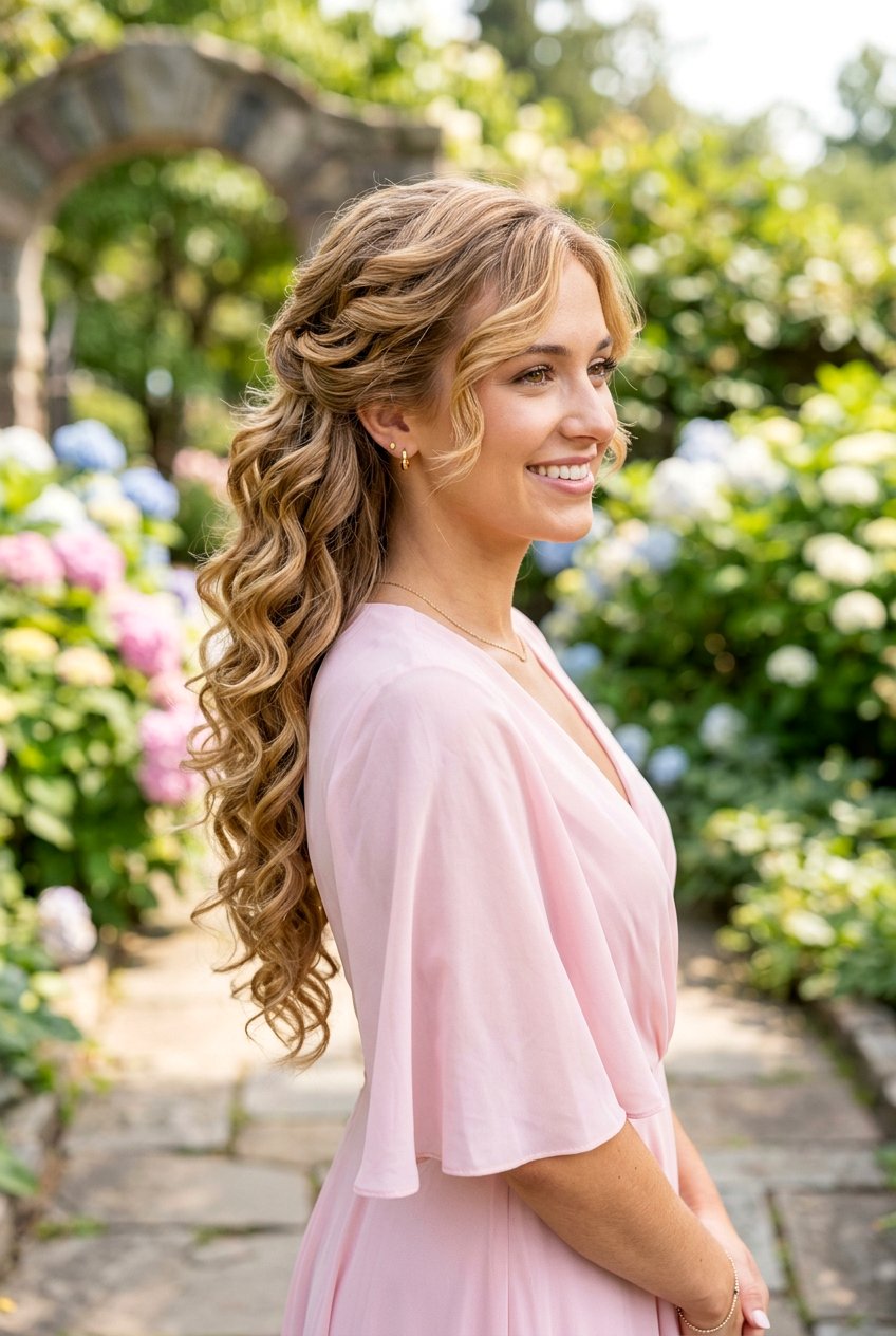 Waterfall Curls Side Swept - 20 side swept curls for wedding guest - 20 side swept curls for wedding guest