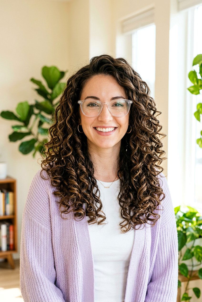 Waterfall Curly Layers - 20 curly hairstyles for women with glasses - 20 curly hairstyles for women with glasses