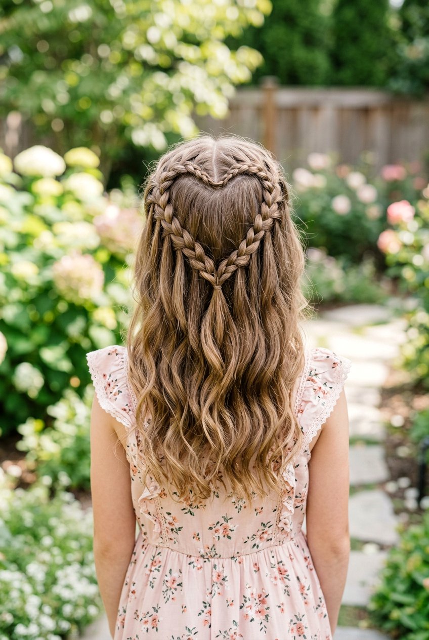 Waterfall Heart Braid - 20 valentine hairstyles for girls - 20 valentine hairstyles for girls