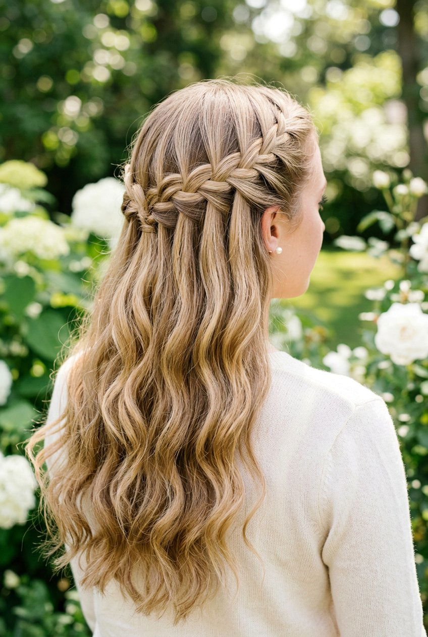 Waterfall braid - 20 back to school hairstyles for long hair - 20 back to school hairstyles for long hair