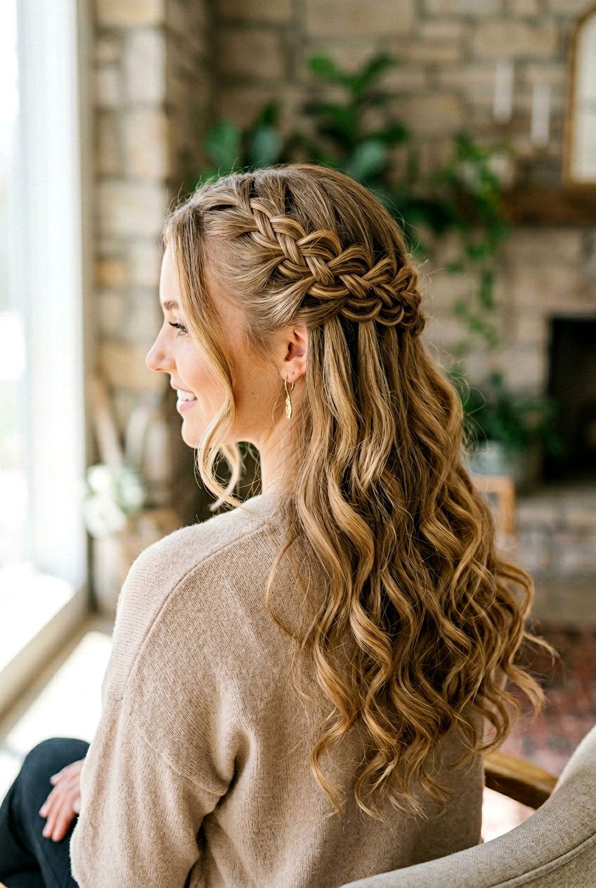 Waterfall braid half up half down - 20 half up half down wedding hairstyles - 20 half up half down wedding hairstyles