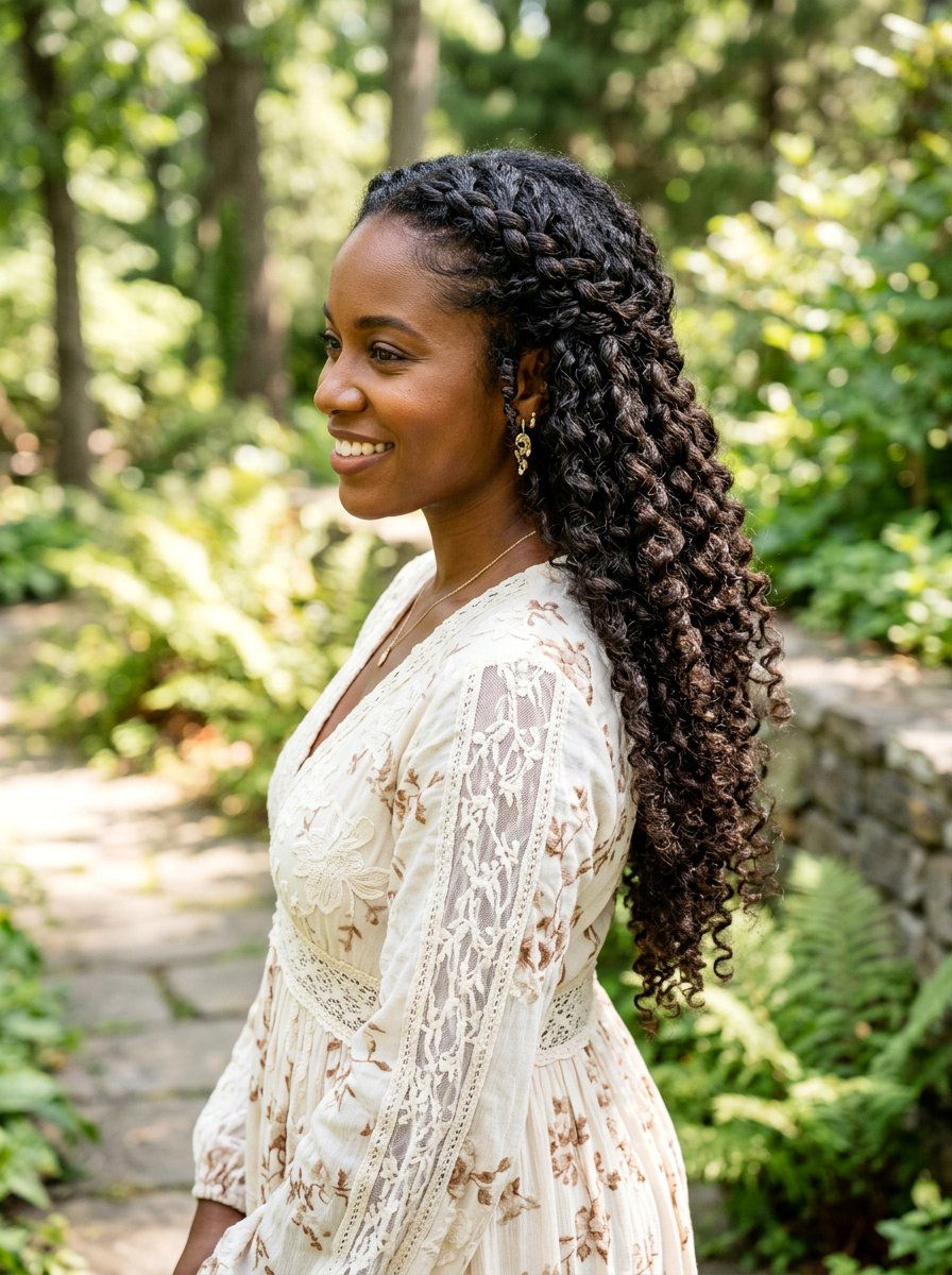 Waterfall braid on natural hair - 20 prom hairstyles for natural hair - 20 prom hairstyles for natural hair