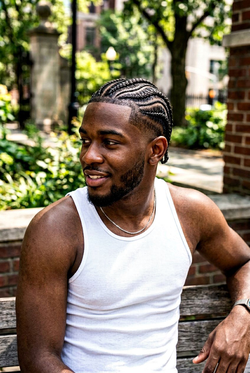 Wave Pattern Cornrows - 20 cornrows with taper fade men - 20 cornrows with taper fade men