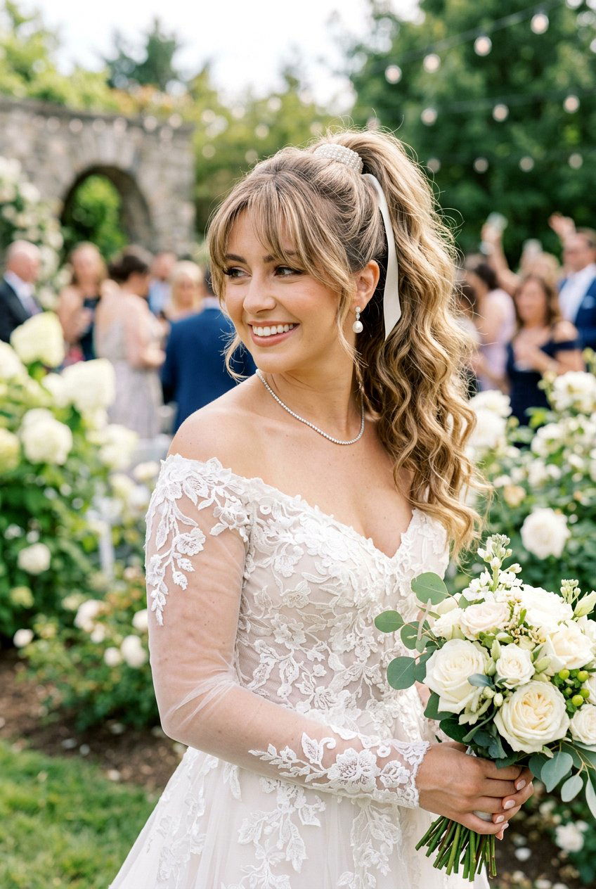 Waves With Bangs Ponytail - 20 boho bridal ponytail - 20 boho bridal ponytail