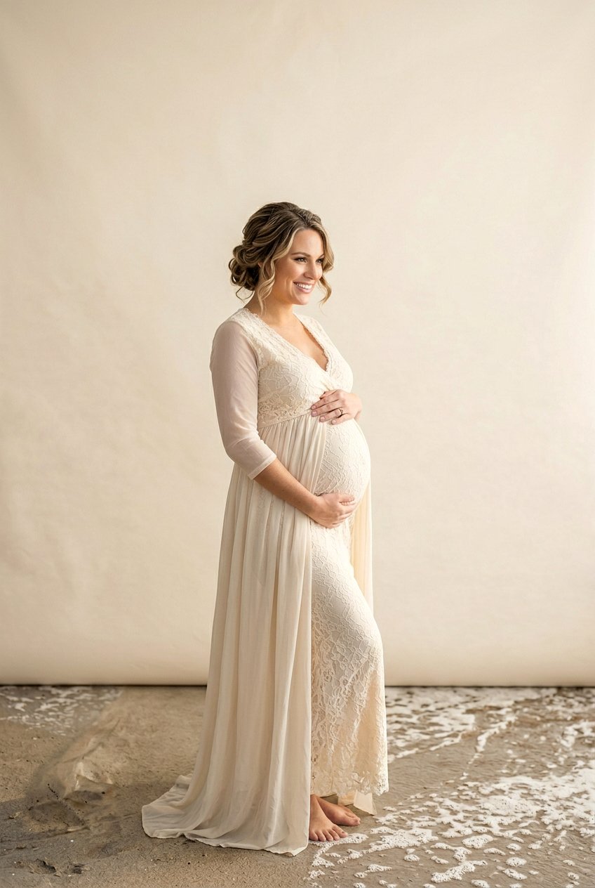 Waves With Low Bun Maternity Photoshoot - 20 maternity shoot waves hairstyle - 20 maternity shoot waves hairstyle