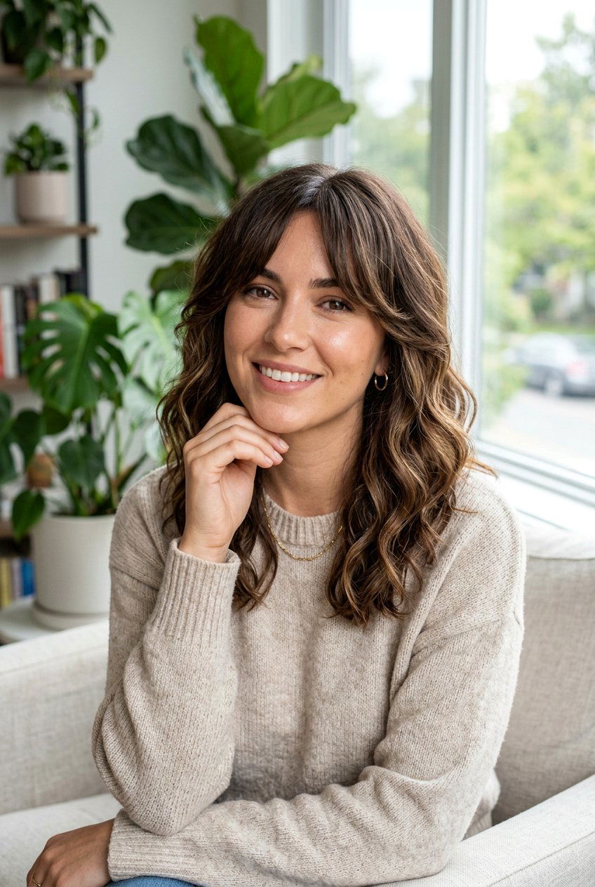 Wavy 20 Step Haircut With Curtain Bangs - 20 step haircut with curtain bangs - 20 step haircut with curtain bangs