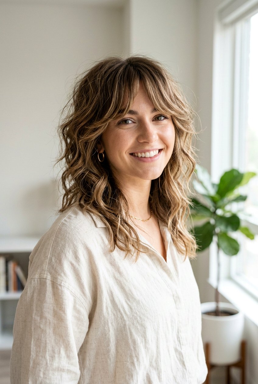 Wavy Airy Wolf Cut With Curtain Bangs - 20 airy wolf cut with curtain bangs - 20 airy wolf cut with curtain bangs