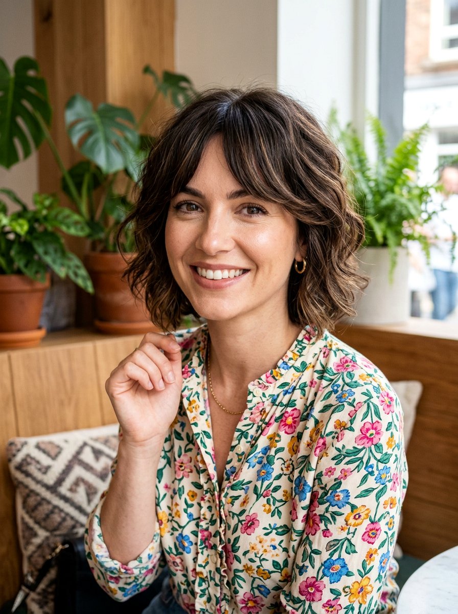 Wavy Bixie With Curtain Bangs - 20 wavy bixie haircut for thick hair - 20 wavy bixie haircut for thick hair