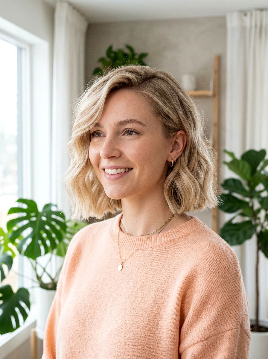 Wavy Bob With Deep Side Part For Fine Hair - 20 wavy haircut with deep side part - 20 wavy haircut with deep side part