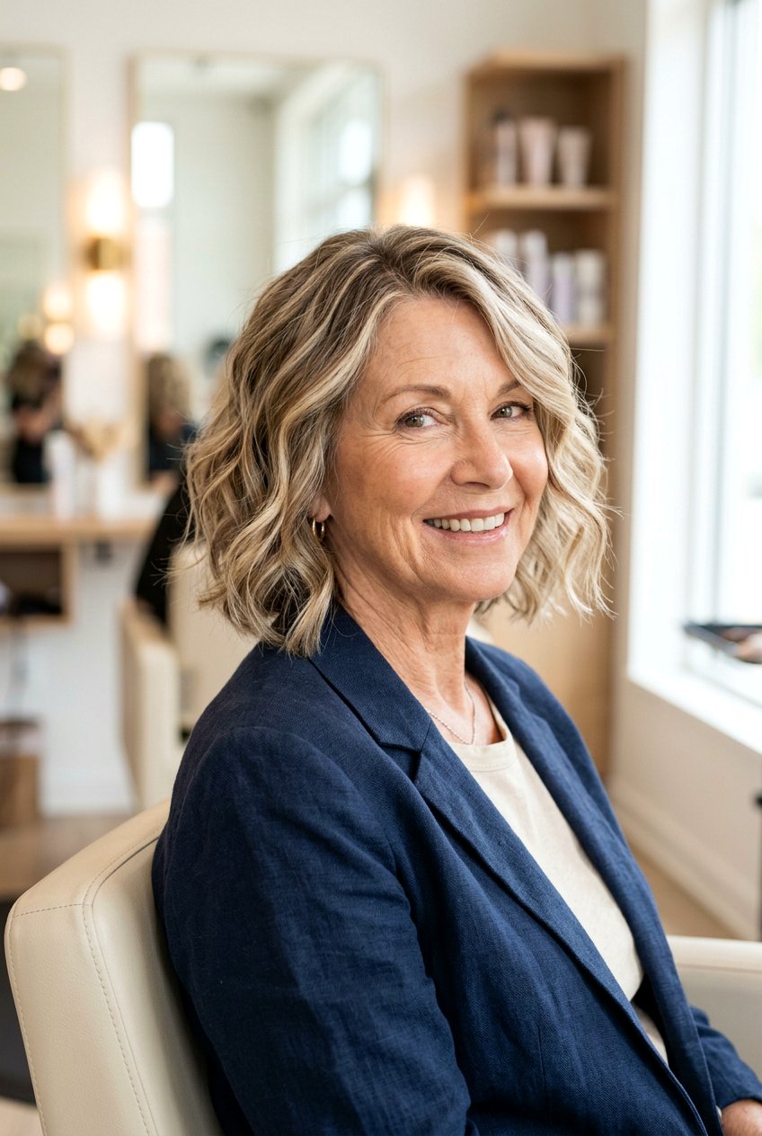 Wavy Bob With Highlights - 20 classy bob haircuts for older women - 20 classy bob haircuts for older women