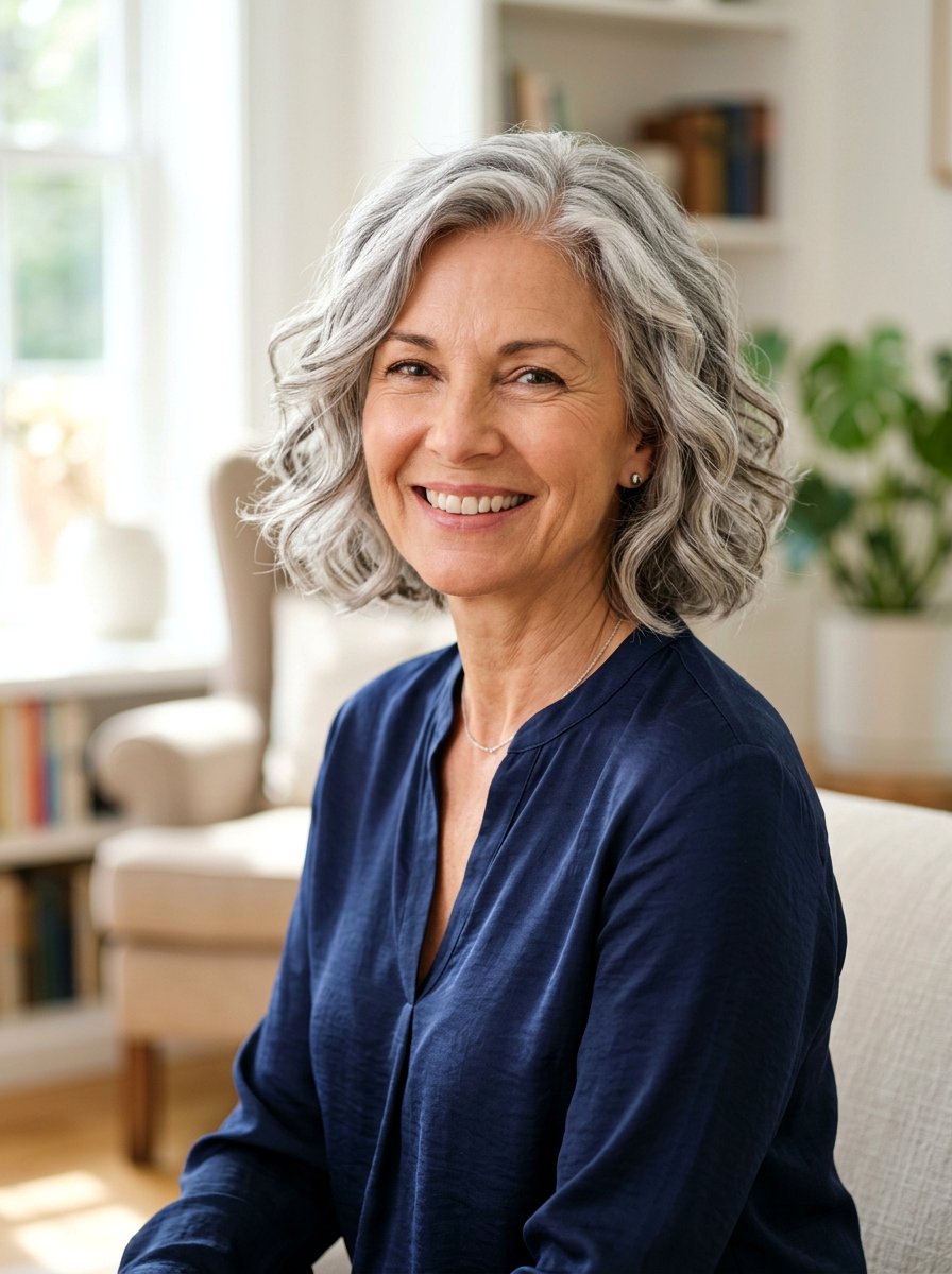 Wavy Bob With Natural Gray For Women Over 50 - 20 wavy bob for women over 50 - 20 wavy bob for women over 50