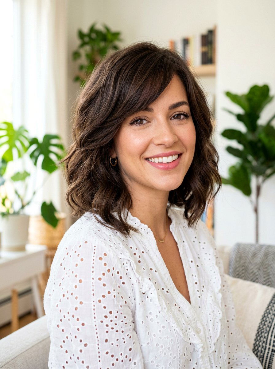 Wavy Bob With Side Swept Bangs For Thick Hair - 20 wavy bob for thick hair women - 20 wavy bob for thick hair women