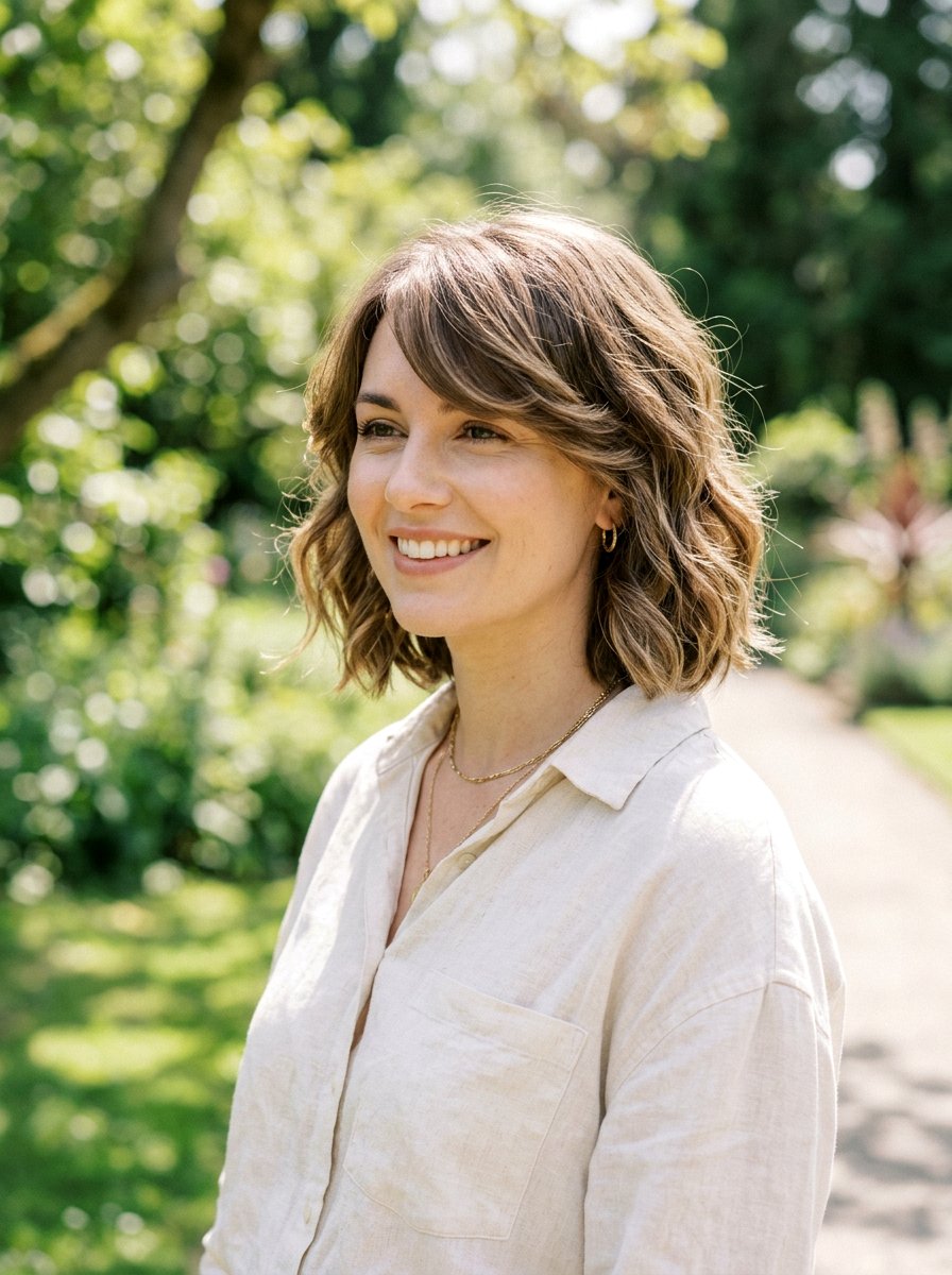 Wavy Bob With Side Swept Fringe - 20 short haircut with side swept fringe - 20 short haircut with side swept fringe