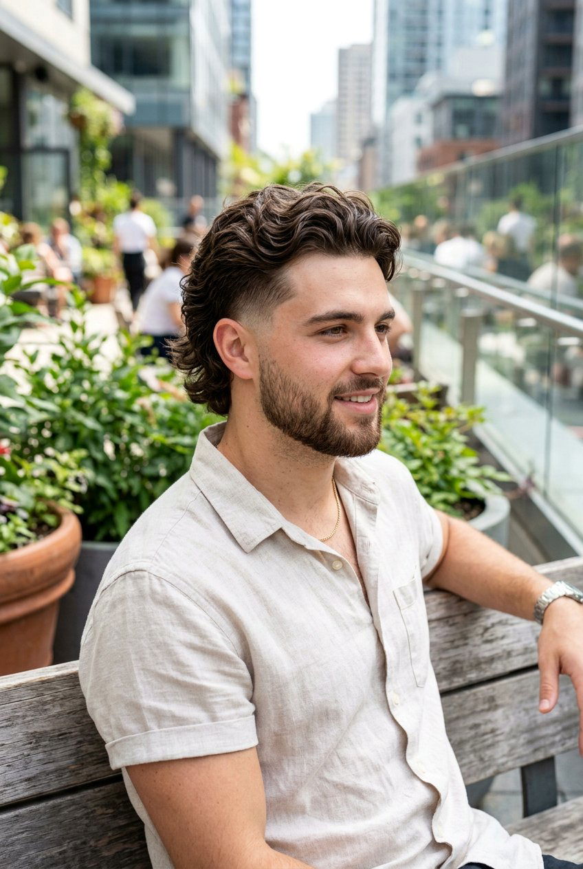 Wavy Burst Fade Mullet - 20 burst fade with mullet men - 20 burst fade with mullet men