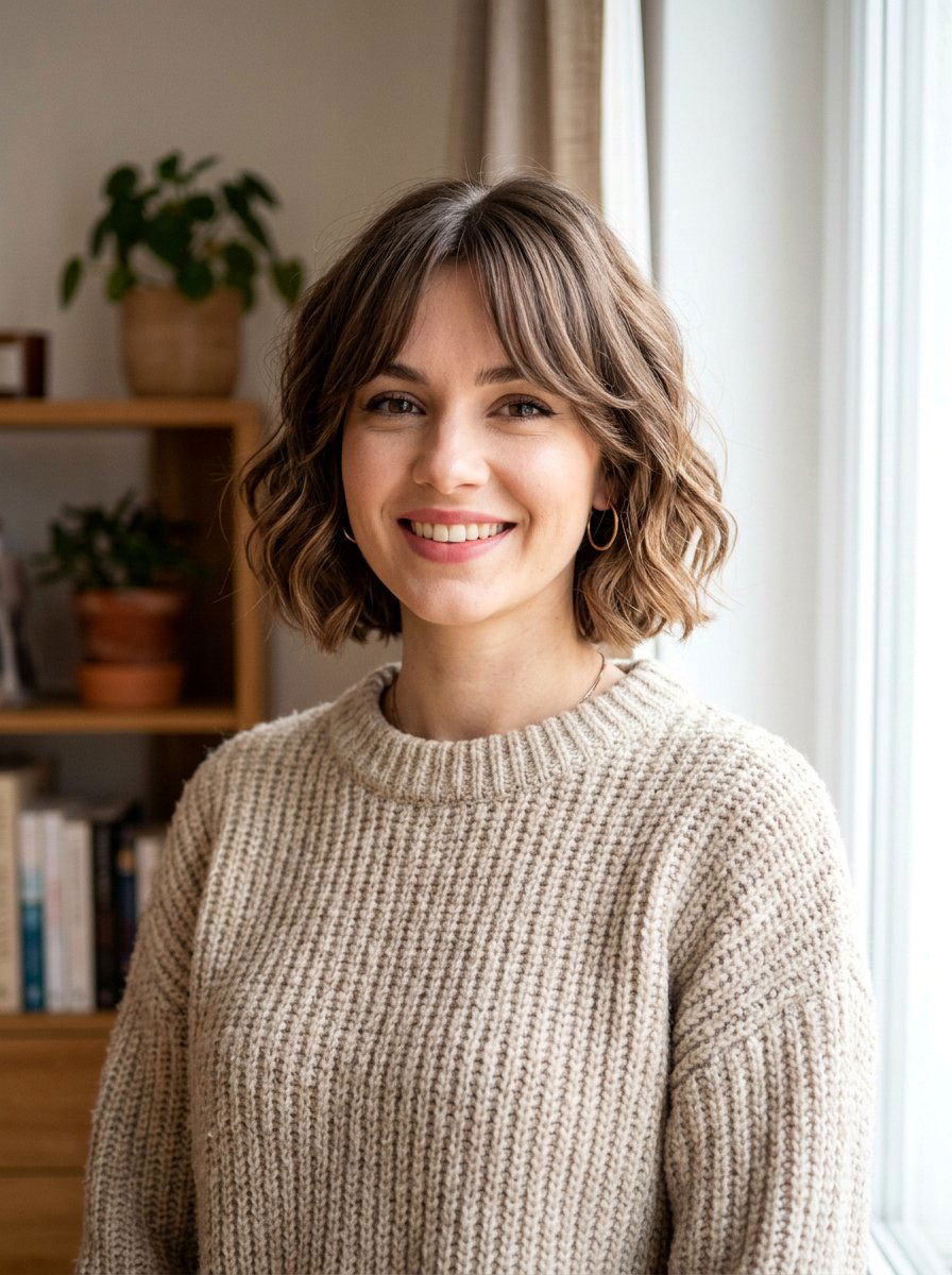 20 Beautiful Wavy Chin Length Bob with Layers for Texture