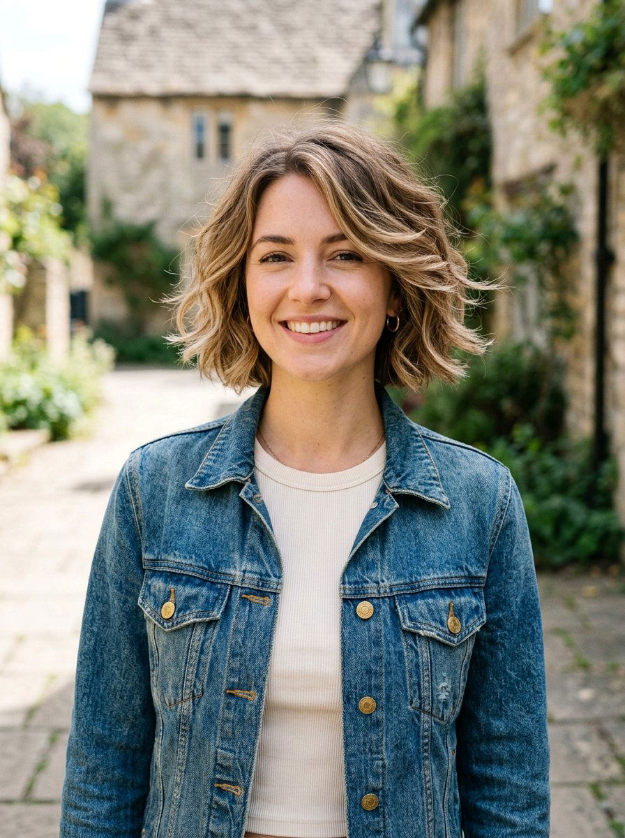 Wavy Chin Length Bob With Feathered Layers - 20 wavy chin length bob with layers - 20 wavy chin length bob with layers