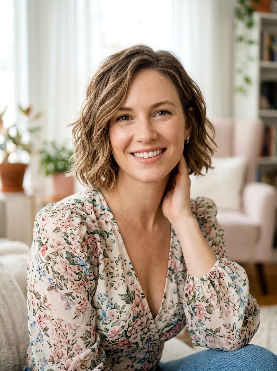 Wavy Chin Length Bob With Soft Layers - 20 wavy chin length bob with layers - 20 wavy chin length bob with layers