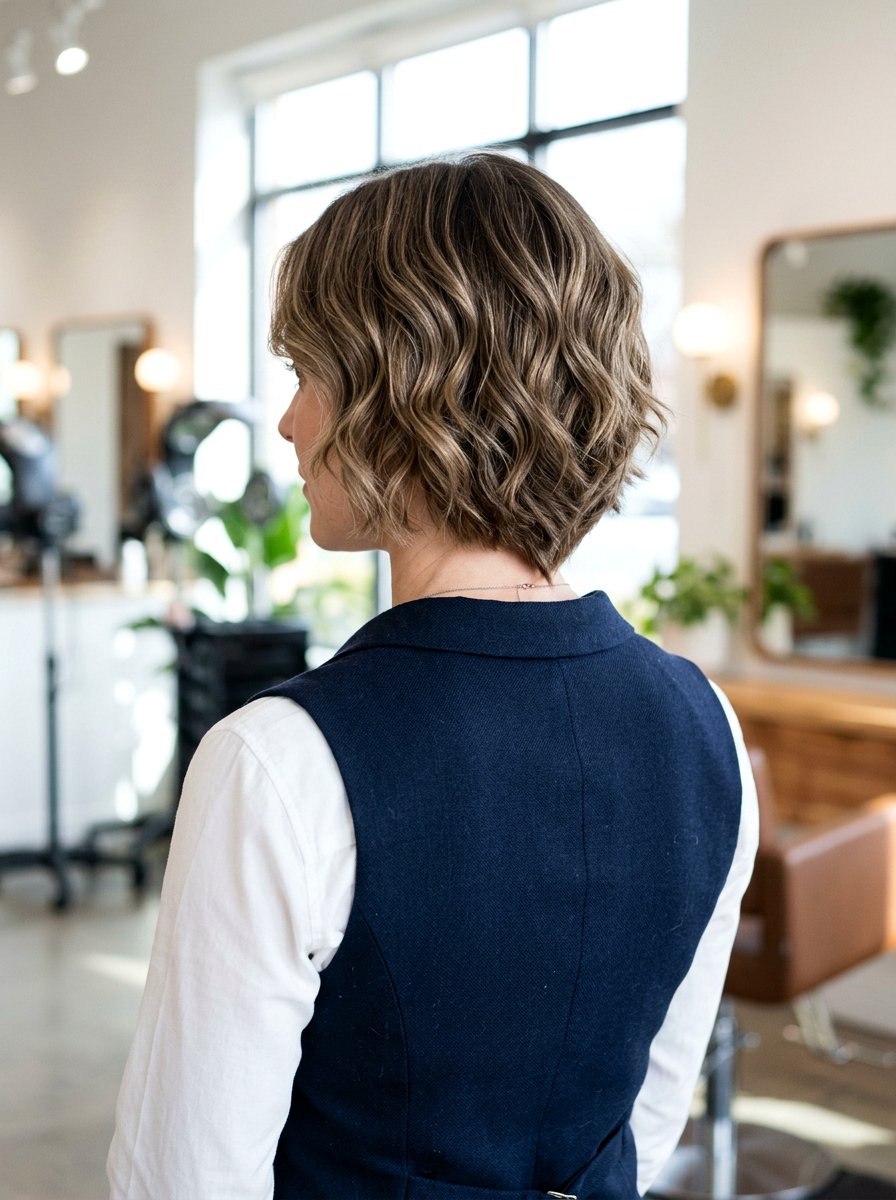 Wavy Chin Length Bob With V Cut Layers - 20 wavy chin length bob with layers - 20 wavy chin length bob with layers