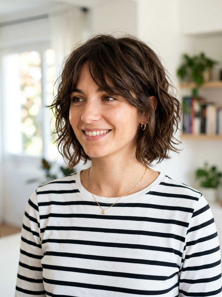 Wavy Chin Length French Bob With Layers - 20 wavy chin length bob with layers - 20 wavy chin length bob with layers