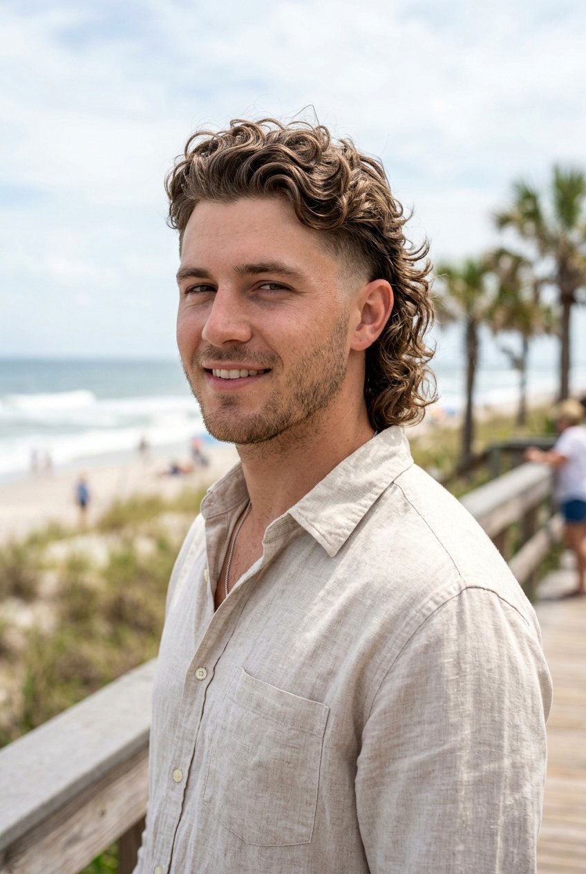 Wavy Curly Mullet With Low Fade - 20 curly mullet with taper fade - 20 curly mullet with taper fade