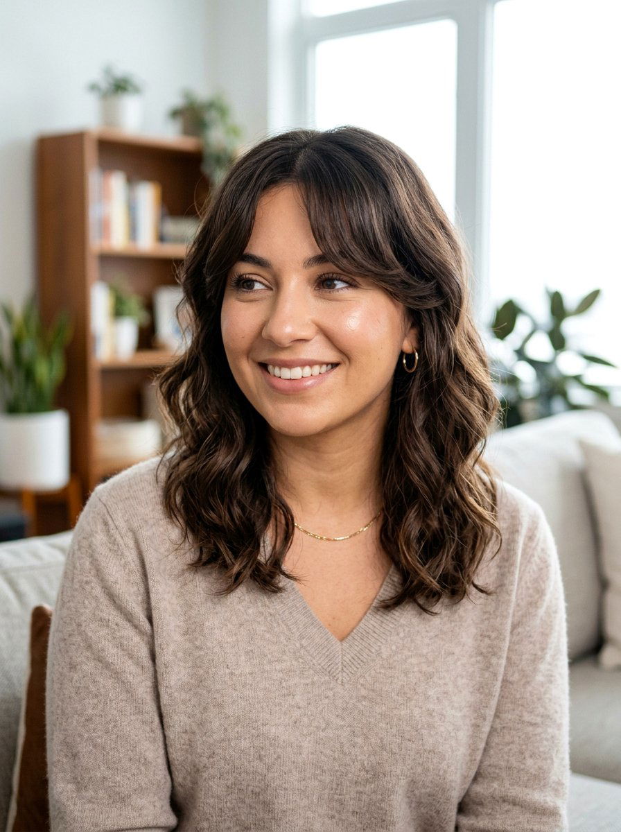 Wavy Curtain Bangs For Round Face - 20 wavy curtain bangs for medium hair - 20 wavy curtain bangs for medium hair