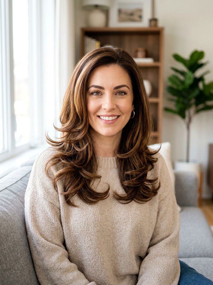 Wavy End Layered Blowout - 20 easy blowout styling ideas for layers - 20 easy blowout styling ideas for layers