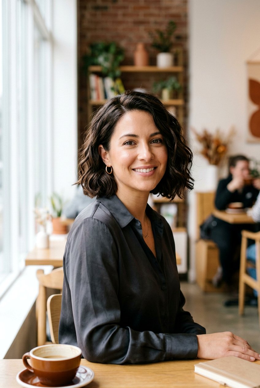 Wavy Espresso Bob - 20 soft goth bob for women - 20 soft goth bob for women