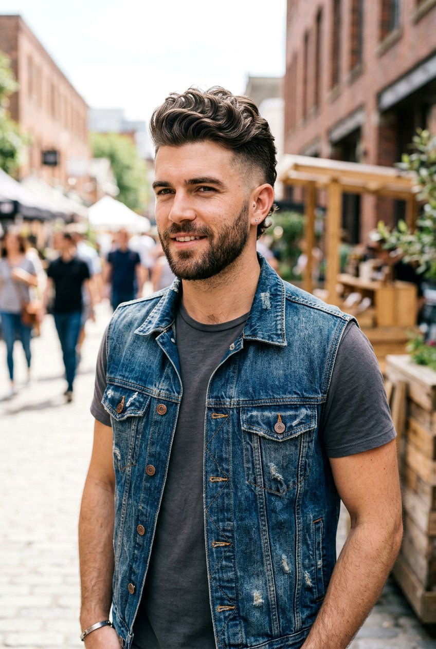 Wavy Faux Hawk - 20 mens haircut for wavy medium hair - 20 men’s haircut for wavy medium hair