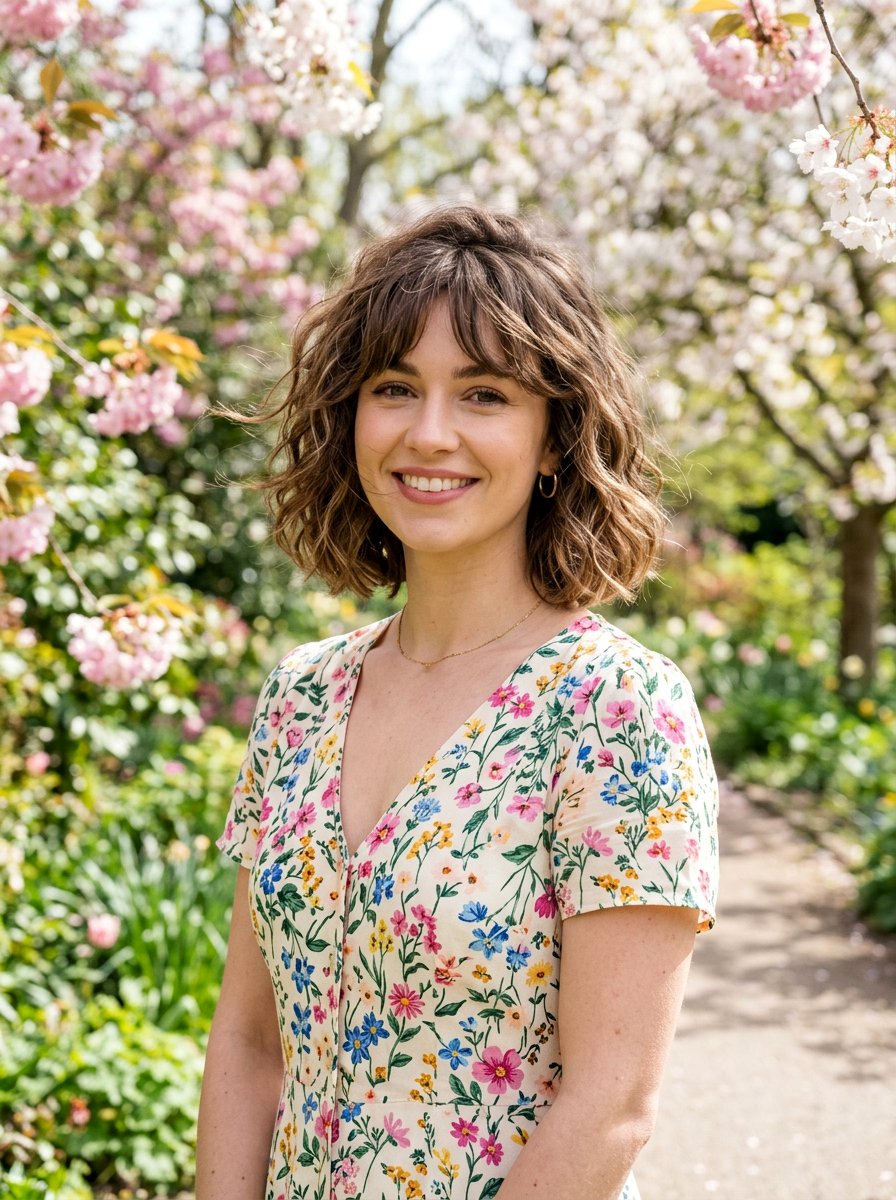 Wavy French Bob With Curtain Fringe - 20 french bob with curtain fringe - 20 french bob with curtain fringe