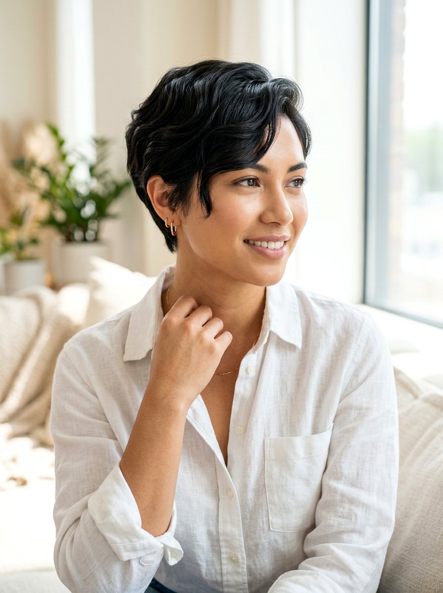 Wavy Glossy Black Pixie Haircut - 20 glossy black pixie haircut - 20 glossy black pixie haircut