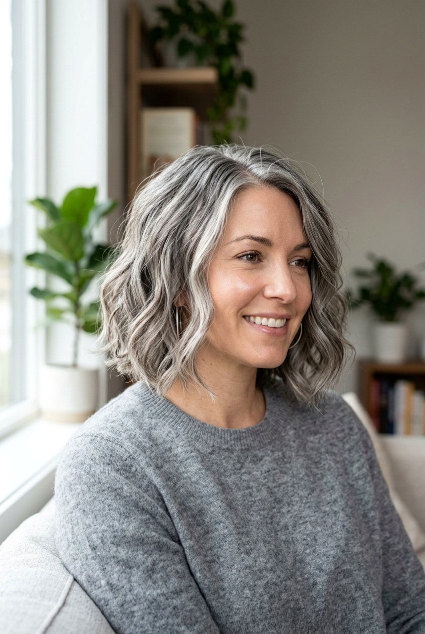 Wavy Gray Bob - 20 gray bob hairstyles - 20 gray bob hairstyles