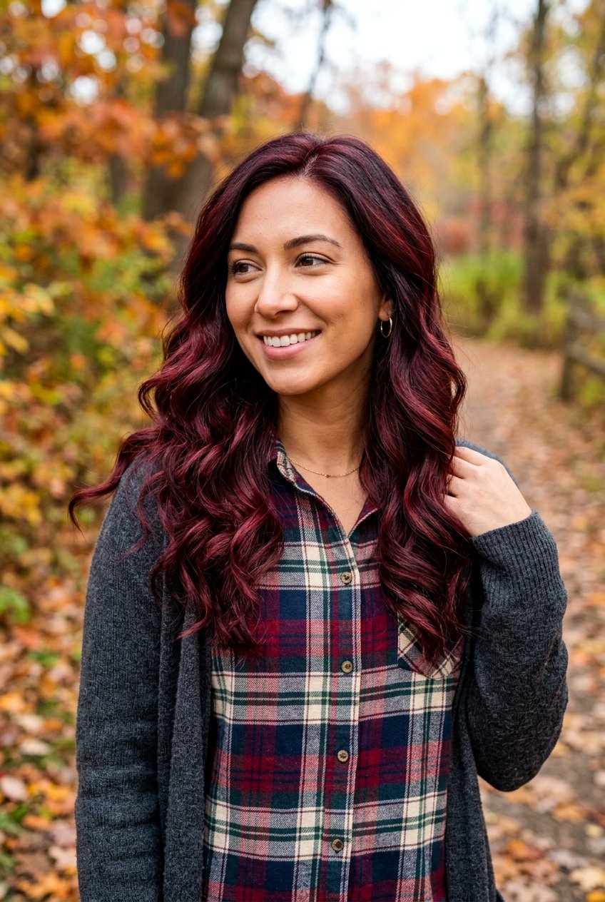 Wavy Hair Burgundy Balayage - 20 autumn burgundy balayage ideas - 20 autumn burgundy balayage ideas