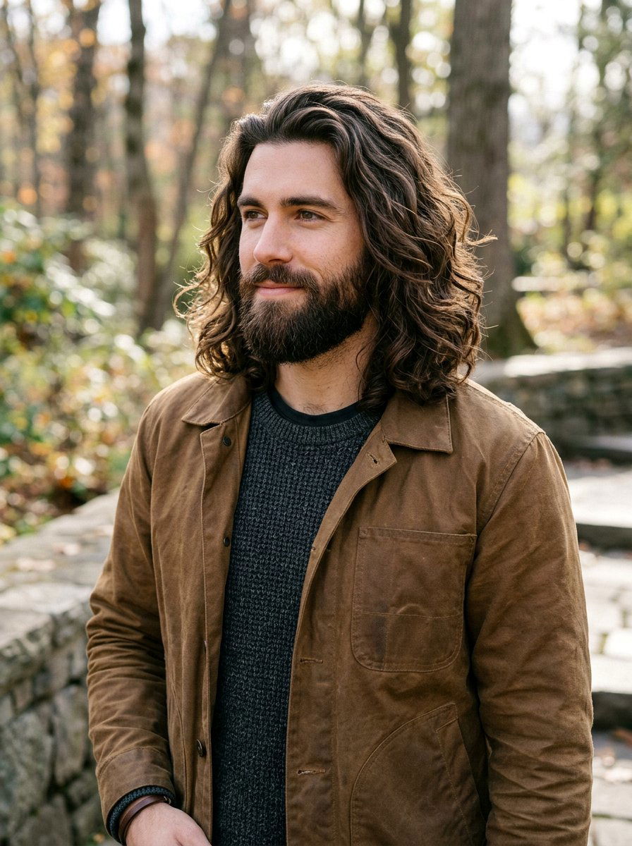 Wavy Hair With Beard - 20 shoulder length wavy haircut men - 20 shoulder length wavy haircut men