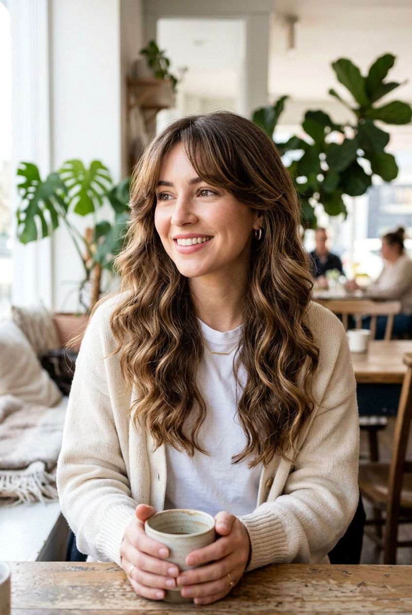 Wavy Hair With Curtain Bangs - 20 curtain bangs for thick hair - 20 curtain bangs for thick hair