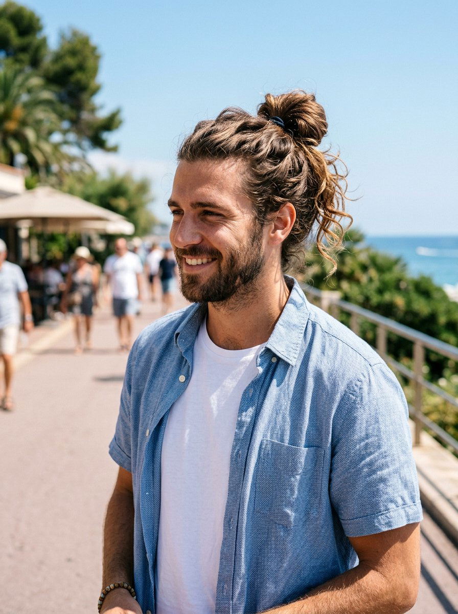 Wavy Hair With Man Bun - 20 shoulder length wavy haircut men - 20 shoulder length wavy haircut men