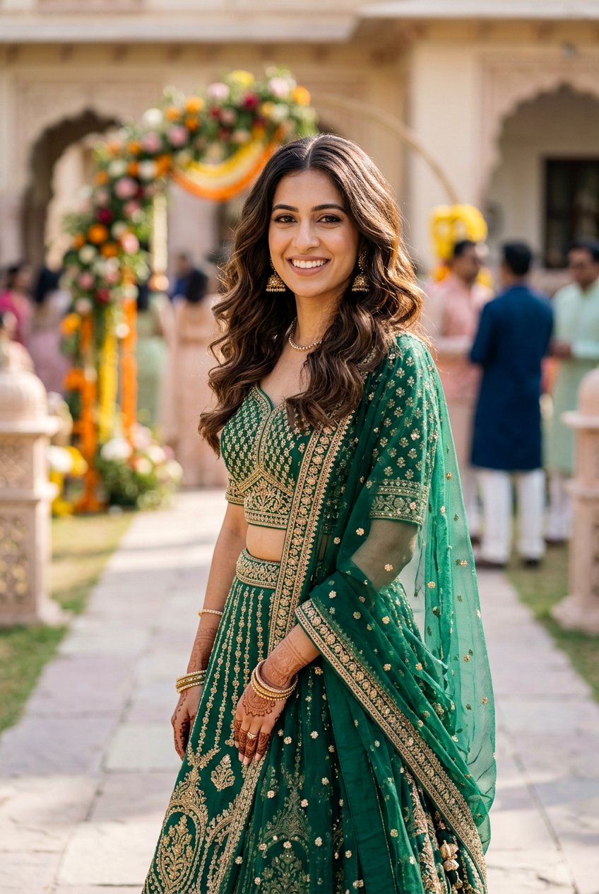 Wavy Hair With Middle Part - 20 sangeet hairstyles - 20 sangeet hairstyles